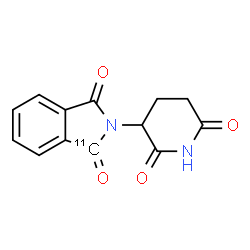 ChemSpider 2D Image | 2-(2,6-Dioxo-3-piperidinyl)(1-~11~C)-1H-isoindole-1,3(2H)-dione | C1211CH10N2O4