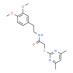 ChemSpider 2D Image | N-[2-(3,4-Dimethoxyphenyl)ethyl]-2-[(4,6-dimethyl-2-pyrimidinyl)sulfanyl]acetamide | C18H23N3O3S