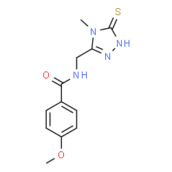 ChemSpider 2D Image | 4-methoxy-N-[(4-methyl-5-sulfanyl-4H-1,2,4-triazol-3-yl)methyl]benzamide | C12H14N4O2S