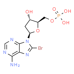ChemSpider 2D Image | 8-Bromo-2'-deoxyadenosine 5'-(dihydrogen phosphate) | C10H13BrN5O6P