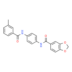 ChemSpider 2D Image | N-{4-[(3-Methylbenzoyl)amino]phenyl}-1,3-benzodioxole-5-carboxamide | C22H18N2O4