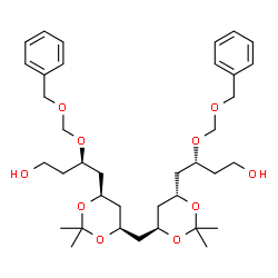 ChemSpider 2D Image | (3R)-3-[(Benzyloxy)methoxy]-4-[(4S,6R)-6-{[(4S,6S)-6-{(2R)-2-[(benzyloxy)methoxy]-4-hydroxybutyl}-2,2-dimethyl-1,3-dioxan-4-yl]methyl}-2,2-dimethyl-1,3-dioxan-4-yl]-1-butanol | C37H56O10