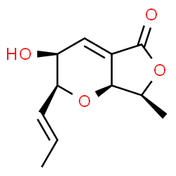 ChemSpider 2D Image | (2S,3S,7S,7aS)-3-Hydroxy-7-methyl-2-[(1E)-1-propen-1-yl]-2,3,7,7a-tetrahydro-5H-furo[3,4-b]pyran-5-one | C11H14O4