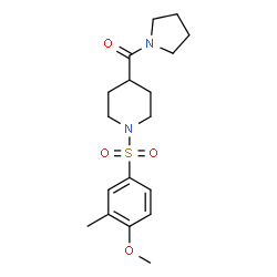 ChemSpider 2D Image | {1-[(4-Methoxy-3-methylphenyl)sulfonyl]-4-piperidinyl}(1-pyrrolidinyl)methanone | C18H26N2O4S