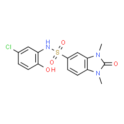 ChemSpider 2D Image | N-(5-chloro-2-hydroxyphenyl)-1,3-dimethyl-2-oxo-5-benzimidazolesulfonamide | C15H14ClN3O4S