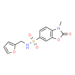 ChemSpider 2D Image | N-(2-Furylmethyl)-3-methyl-2-oxo-2,3-dihydro-1,3-benzoxazole-6-sulfonamide | C13H12N2O5S