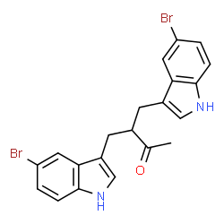 ChemSpider 2D Image | 4-(5-Bromo-1H-indol-3-yl)-3-[(5-bromo-1H-indol-3-yl)methyl]-2-butanone | C21H18Br2N2O
