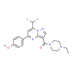 ChemSpider 2D Image | [7-(Difluoromethyl)-5-(4-methoxyphenyl)pyrazolo[1,5-a]pyrimidin-3-yl](4-ethyl-1-piperazinyl)methanone | C21H23F2N5O2