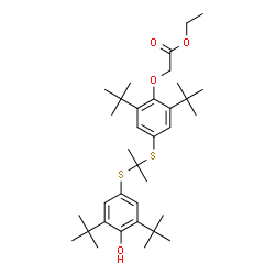 ChemSpider 2D Image | Ethyl 2-[4-[[1-[[3,5-bis(1,1-dimethylethyl)-4-hydroxyphenyl]thio]-1-methylethyl]thio]-2,6-bis(1,1-dimethylethyl)phenoxy]acetate | C35H54O4S2