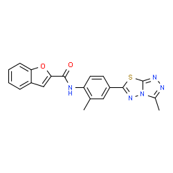 ChemSpider 2D Image | N-[2-Methyl-4-(3-methyl[1,2,4]triazolo[3,4-b][1,3,4]thiadiazol-6-yl)phenyl]-1-benzofuran-2-carboxamide | C20H15N5O2S