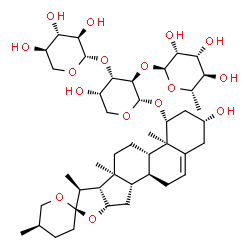 ChemSpider 2D Image | (1beta,3beta,25R)-3-Hydroxyspirost-5-en-1-yl 6-deoxy-alpha-L-mannopyranosyl-(1->2)-[beta-D-xylopyranosyl-(1->3)]-alpha-L-arabinopyranoside | C43H68O16