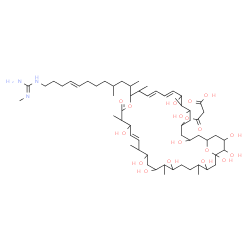 ChemSpider 2D Image | 3-Oxo-3-({3,7,9,19,23,25,27,31,33,34,35-undecahydroxy-8,14,18,22,26,30-hexamethyl-15-[(8E)-4-methyl-12-(N''-methylcarbamimidamido)-8-dodecen-2-yl]-17-oxo-16,37-dioxabicyclo[31.3.1]heptatriaconta-10,12
,20-trien-5-yl}oxy)propanoic acid | C59H103N3O18