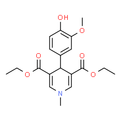ChemSpider 2D Image | Diethyl 4-(4-hydroxy-3-methoxyphenyl)-1-methyl-1,4-dihydro-3,5-pyridinedicarboxylate | C19H23NO6
