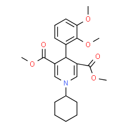 ChemSpider 2D Image | Dimethyl 1-cyclohexyl-4-(2,3-dimethoxyphenyl)-1,4-dihydro-3,5-pyridinedicarboxylate | C23H29NO6