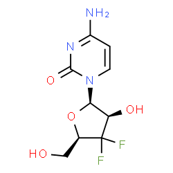 ChemSpider 2D Image | 4-Amino-1-(3-deoxy-3,3-difluoro-beta-D-threo-pentofuranosyl)-2(1H)-pyrimidinone | C9H11F2N3O4