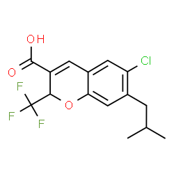 ChemSpider 2D Image | 6-Chloro-7-isobutyl-2-(trifluoromethyl)-2H-chromene-3-carboxylic acid | C15H14ClF3O3