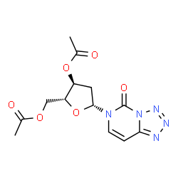 ChemSpider 2D Image | 6-(3,5-Di-O-acetyl-2-deoxy-beta-D-erythro-pentofuranosyl)tetrazolo[1,5-c]pyrimidin-5(6H)-one | C13H15N5O6