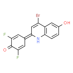 ChemSpider 2D Image | 4-(4-Bromo-6-hydroxy-2(1H)-quinolinylidene)-2,6-difluoro-2,5-cyclohexadien-1-one | C15H8BrF2NO2