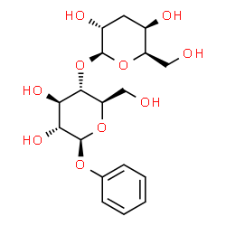 ChemSpider 2D Image | Phenyl 4-O-(3-deoxy-beta-D-xylo-hexopyranosyl)-beta-D-glucopyranoside | C18H26O10