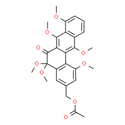 ChemSpider 2D Image | (1,5,5,7,8,12-Hexamethoxy-6-oxo-5,6-dihydro-3-tetraphenyl)methyl acetate | C27H28O9