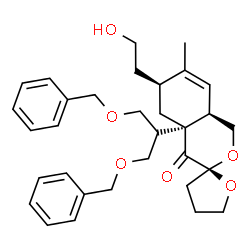 ChemSpider 2D Image | (2R,4a'S,6'S,8a'R)-4a'-[1,3-Bis(benzyloxy)-2-propanyl]-6'-(2-hydroxyethyl)-7'-methyl-4,4a',5,5',6',8a'-hexahydro-3H-spiro[furan-2,3'-isochromen]-4'(1'H)-one | C32H40O6