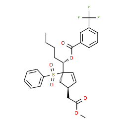 ChemSpider 2D Image | (1S)-1-[(1R,4S)-4-(2-Methoxy-2-oxoethyl)-1-(phenylsulfonyl)-2-cyclopenten-1-yl]pentyl 3-(trifluoromethyl)benzoate | C27H29F3O6S