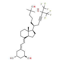 ChemSpider 2D Image | (1R,3R,7E,17beta)-17-[(6S)-1,1,1-Trifluoro-2,10-dihydroxy-10-methyl-2-(trifluoromethyl)-3-undecyn-6-yl]-9,10-secoestra-5,7-diene-1,3-diol | C31H44F6O4