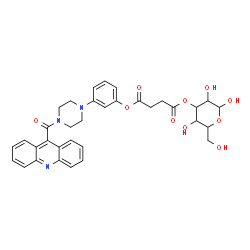 ChemSpider 2D Image | 3-O-(4-{3-[4-(9-Acridinylcarbonyl)-1-piperazinyl]phenoxy}-4-oxobutanoyl)hexopyranose | C34H35N3O10