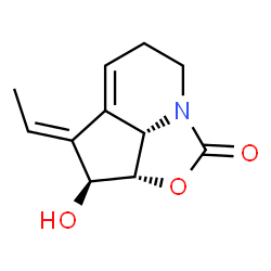 ChemSpider 2D Image | (2aS,3S,4E,7bS)-4-Ethylidene-3-hydroxy-2a,3,4,6,7,7b-hexahydro-2-oxa-7a-azacyclopenta[cd]inden-1-one | C11H13NO3