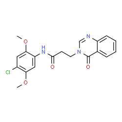 ChemSpider 2D Image | N-(4-Chloro-2,5-dimethoxyphenyl)-3-(4-oxo-3(4H)-quinazolinyl)propanamide | C19H18ClN3O4