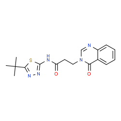 ChemSpider 2D Image | N-[5-(2-Methyl-2-propanyl)-1,3,4-thiadiazol-2-yl]-3-(4-oxo-3(4H)-quinazolinyl)propanamide | C17H19N5O2S