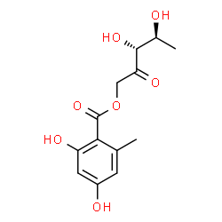 ChemSpider 2D Image | 5-Deoxy-1-O-(2,4-dihydroxy-6-methylbenzoyl)-L-xylulose | C13H16O7