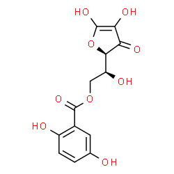 ChemSpider 2D Image | 6-O-(2,5-Dihydroxybenzoyl)-L-threo-hex-1-enofuranos-3-ulose | C13H12O9