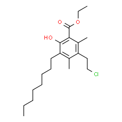 ChemSpider 2D Image | Ethyl 3-(2-chloroethyl)-6-hydroxy-2,4-dimethyl-5-octylbenzoate | C21H33ClO3