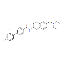 ChemSpider 2D Image | N-{6-[(Diethylamino)methyl]-1,2,3,4-tetrahydro-2-naphthalenyl}-2',4'-difluoro-4-biphenylcarboxamide | C28H30F2N2O