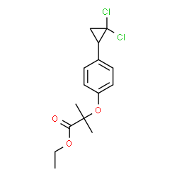 ChemSpider 2D Image | Ethyl 2-(4-(2,2-dichlorocyclopropyl)phenoxy)-2-methylpropionate | C15H18Cl2O3