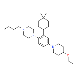 ChemSpider 2D Image | 1-Butyl-4-[2-(4,4-dimethylcyclohexyl)-4-(4-ethoxy-1-piperidinyl)phenyl]piperazine | C29H49N3O