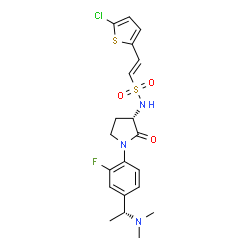 ChemSpider 2D Image | (E)-2-(5-Chloro-2-thienyl)-N-[(3S)-1-{4-[(1R)-1-(dimethylamino)ethyl]-2-fluorophenyl}-2-oxo-3-pyrrolidinyl]ethenesulfonamide | C20H23ClFN3O3S2