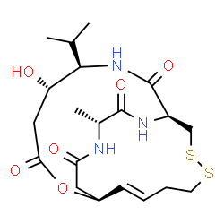 ChemSpider 2D Image | (1S,5S,6R,9S,15E,20R)-5-Hydroxy-6-isopropyl-20-methyl-2-oxa-11,12-dithia-7,19,22-triazabicyclo[7.7.6]docos-15-ene-3,8,18,21-tetrone | C20H31N3O6S2