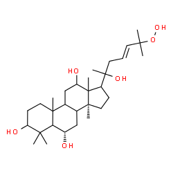 ChemSpider 2D Image | (5xi,6alpha,8xi,9xi,10xi,13xi,17xi,20xi,23E)-25-Hydroperoxylanost-23-ene-3,6,12,20-tetrol | C30H52O6