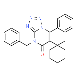 ChemSpider 2D Image | 4-Benzyl-4H-spiro[benzo[h]tetrazolo[1,5-a]quinazoline-6,1'-cyclohexan]-5(7H)-one | C24H23N5O