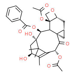 ChemSpider 2D Image | (2alpha,3xi,5beta,7beta,10beta,13alpha)-4,10-Diacetoxy-1,13-dihydroxy-9-oxo-5,20-epoxy-7,19-cyclotax-11-en-2-yl benzoate | C31H36O10