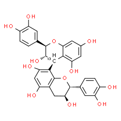 ChemSpider 2D Image | (2R,2'R,3S,3'S,4S)-2,2'-Bis(3,4-dihydroxyphenyl)(4-~13~C)-3,3',4,4'-tetrahydro-2H,2'H-4,8'-bichromene-3,3',5,5',7,7'-hexol | C2913CH26O12