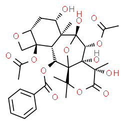 ChemSpider 2D Image | (1S,2S,3R,4S,7R,9S,10S,11R,12R,13R,14S)-4,12-Diacetoxy-9,11,13,14-tetrahydroxy-10,14,17,17-tetramethyl-15-oxo-6,16,18-trioxapentacyclo[9.6.1.0~1,13~.0~3,10~.0~4,7~]octadec-2-yl benzoate | C30H36O14