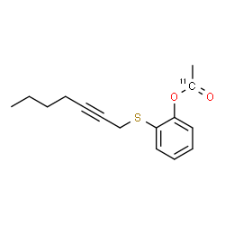 ChemSpider 2D Image | 2-(2-Heptyn-1-ylsulfanyl)phenyl (1-~11~C)acetate | C1411CH18O2S