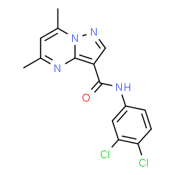 ChemSpider 2D Image | N-(3,4-Dichlorophenyl)-5,7-dimethylpyrazolo[1,5-a]pyrimidine-3-carboxamide | C15H12Cl2N4O
