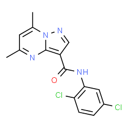ChemSpider 2D Image | N-(2,5-Dichlorophenyl)-5,7-dimethylpyrazolo[1,5-a]pyrimidine-3-carboxamide | C15H12Cl2N4O