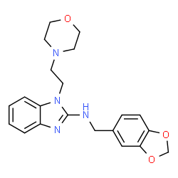 ChemSpider 2D Image | N-(1,3-Benzodioxol-5-ylmethyl)-1-[2-(4-morpholinyl)ethyl]-1H-benzimidazol-2-amine | C21H24N4O3