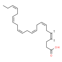 ChemSpider 2D Image | (4Z,7Z,10Z,13Z,16Z,19Z)-(4,5-~3~H_2_)-4,7,10,13,16,19-Docosahexaenoic acid | C22H30T2O2
