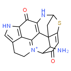 ChemSpider 2D Image | 20-Amino-11,18-dioxo-15-thia-9,13-diaza-4-azoniaheptacyclo[12.6.1.1~3,7~.0~1,16~.0~2,12~.0~4,19~.0~10,22~]docosa-2(12),3,7,10(22),16-pentaene | C18H15N4O2S